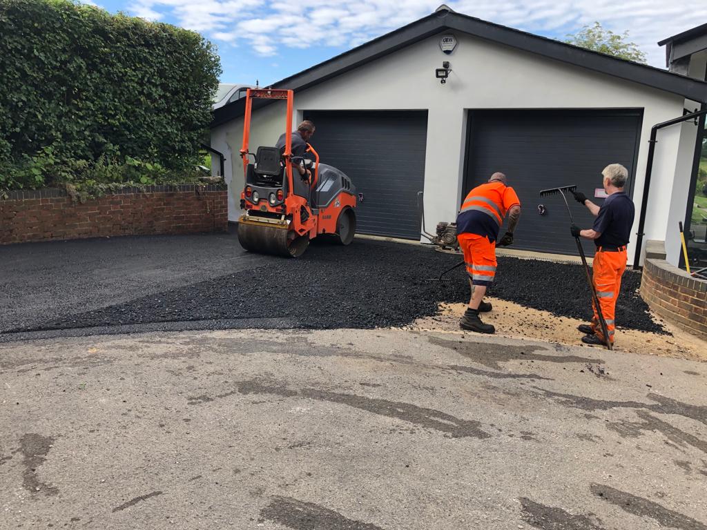 This is a photo of a bitumen driveway which is in the process of being installed by Doncaster Road Tech