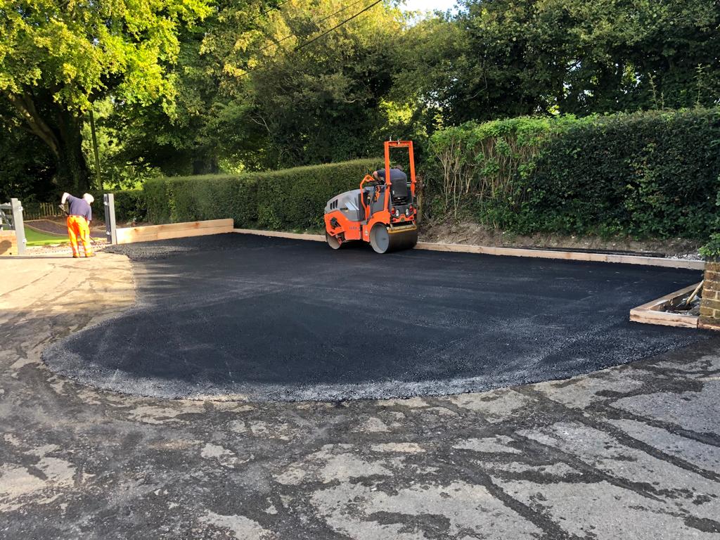 This is a photo of a bitumen driveway which is in the process of being installed by Doncaster Road Tech